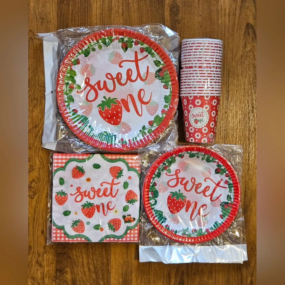 Sweet One Strawberry Party Supplies Set